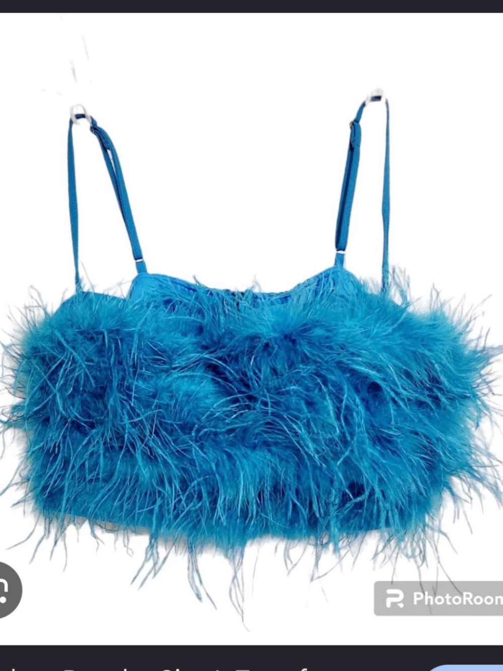 *4 for $30* Blue Feathered Crop Top - Women's Fashion Bralette